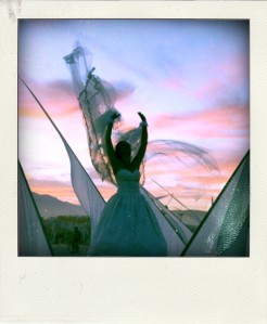 Bride at sunset